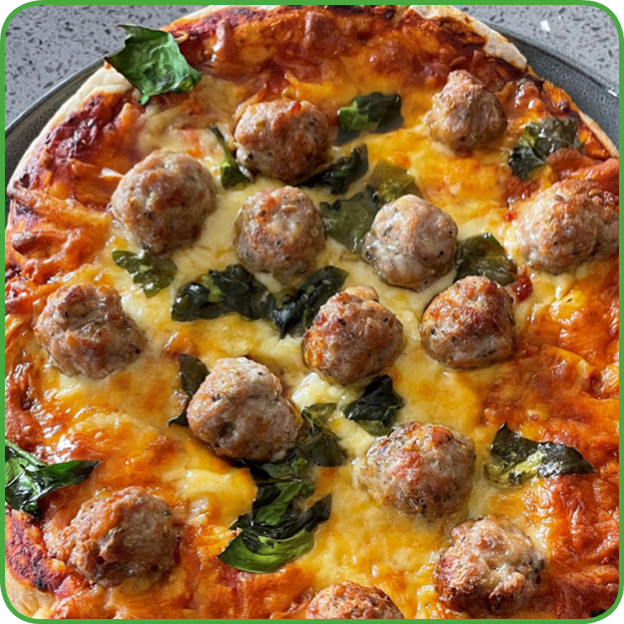 Italian meatball pizza